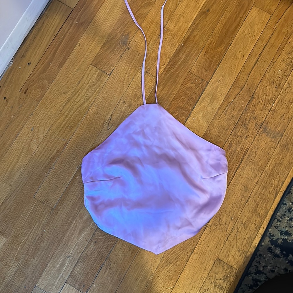 Purple satin bandanna style halter